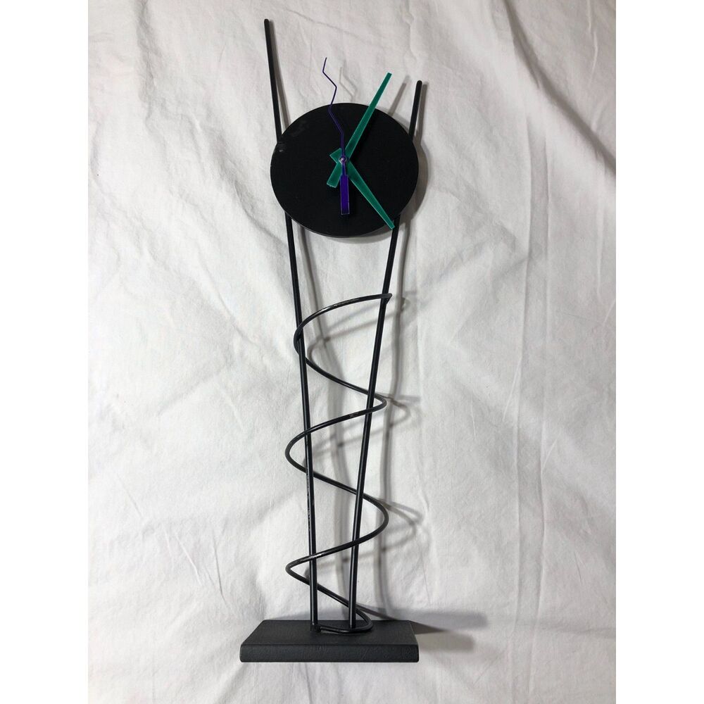 Vintage Rick Martin 90s Postmodern Metal Tower Clock Memphis Pop Art NON-WORKING